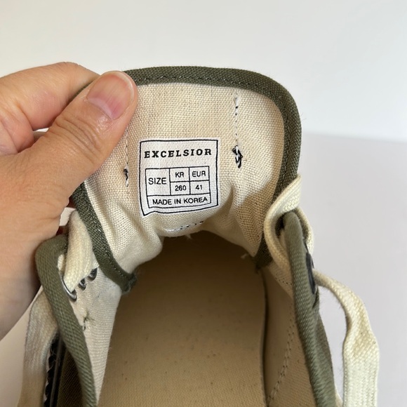 EXCELSIOR Unisex Industrial Classic Army Green Canvas Bolt Low Top Sneakers - Picture 11 of 11